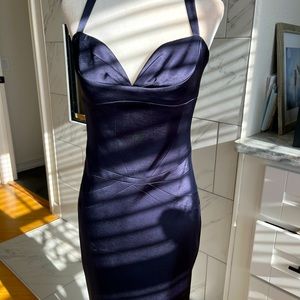 Navy satin Laundry cocktail dress